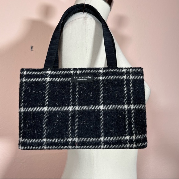 Kate Spade Vintage 90's Y2K window pane check Plaid Small top handle Box Bag - Picture 9 of 15